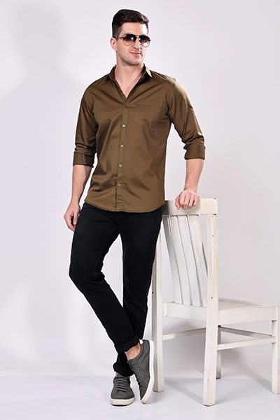 MENS PLAIN BROWN SHIRT